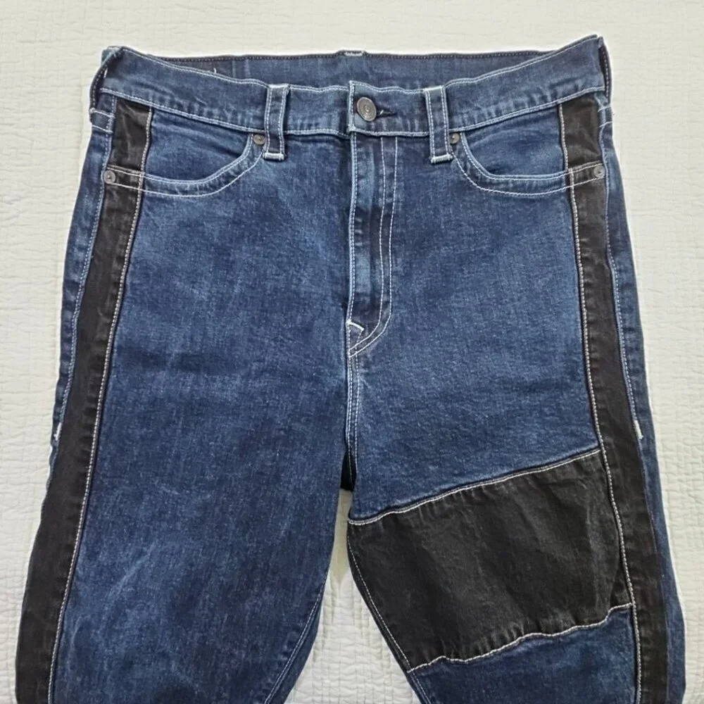 True Religion Marco Jeans Men's 34x28 Color Block Black Blue Tapered Stretch EUC